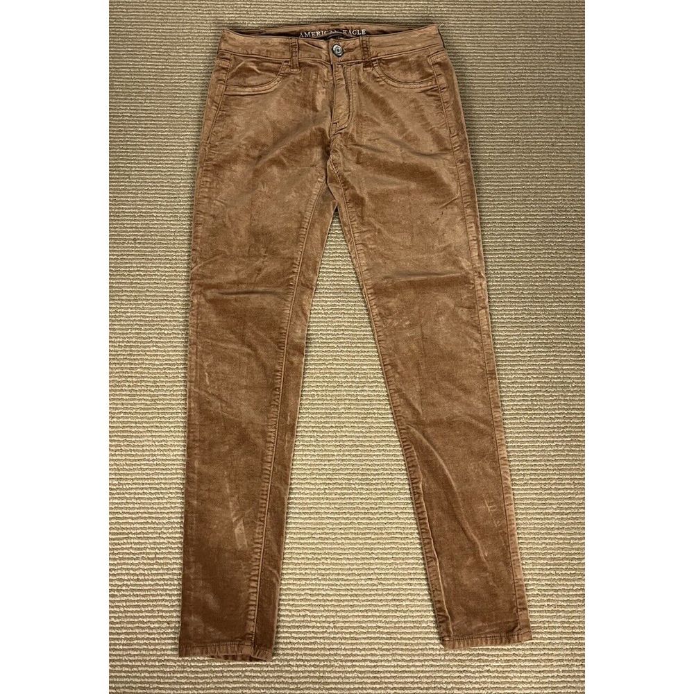 American Eagle Outfitters Velvet Jegging Size 4 Skinny Pants Brown